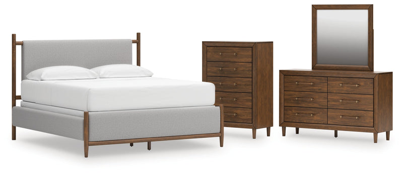 Lyncott Upholstered Bed, Dresser, Mirror, Chest & Nightstand, Bedroom Set