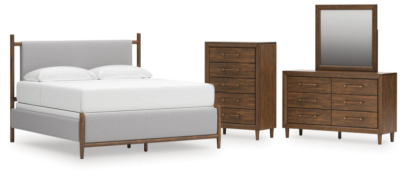 Lyncott Upholstered Bed, Dresser, Mirror, Chest & Nightstand, Bedroom Set