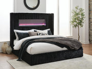 Agrander Upholstered Bed with Fireplace and Wireless Audio