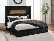 Agrander Upholstered Bed with Fireplace and Wireless Audio