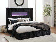 Agrander Upholstered Bed with Fireplace and Wireless Audio