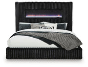 Agrander Upholstered Bed with Fireplace and Wireless Audio