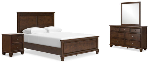 Danabrin Bedroom Sets Queen Panel Bed Mirrored Dresser and Nightstand