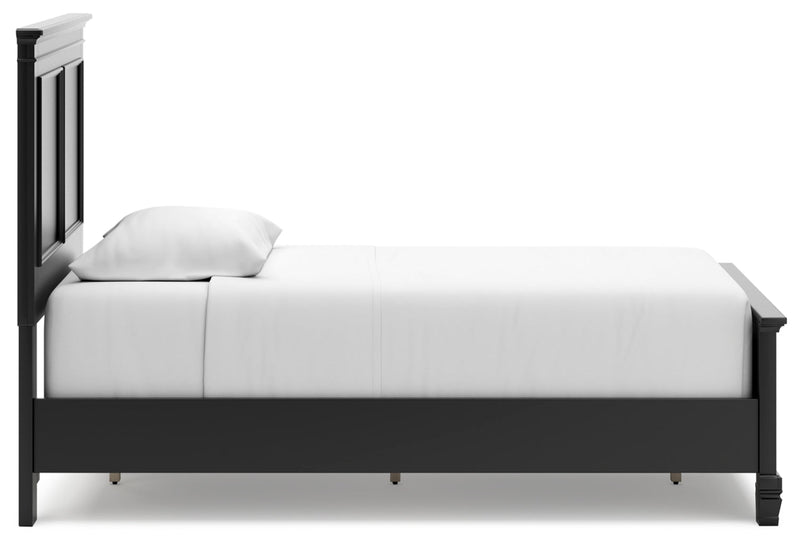 Lanolee California King Panel Bed with Mirrored Dresser
