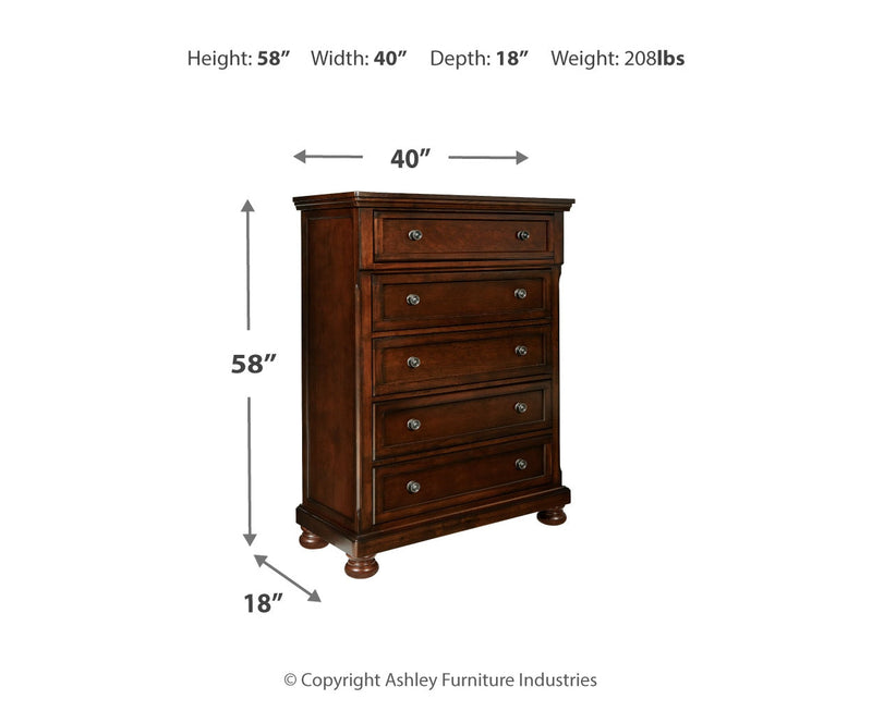 Porter Bed, Dresser, Mirror, Chest & Nightstand, Bedroom Set