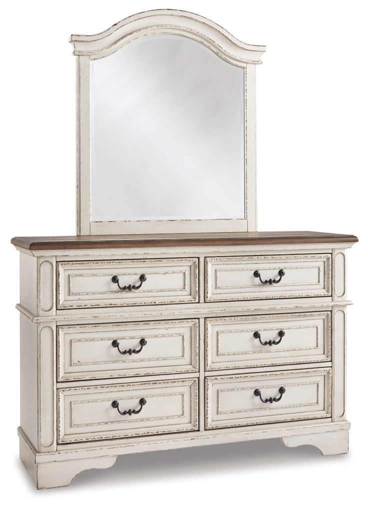Realyn Dresser and Mirror Chipped White