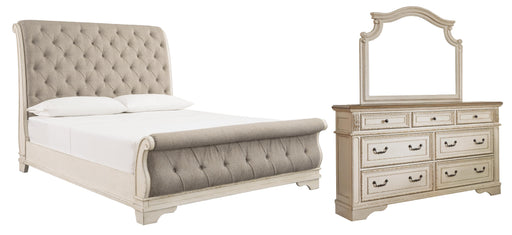 Realyn Sleigh Bed California King Mirrored Dresser