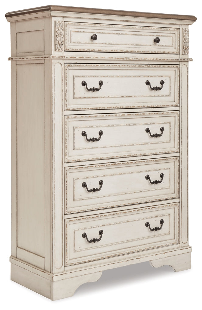 Realyn Dresser & Chest Five Drawer Chest Two-tone