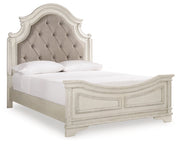 Realyn Bed Queen Upholstered Panel Bed Chipped White