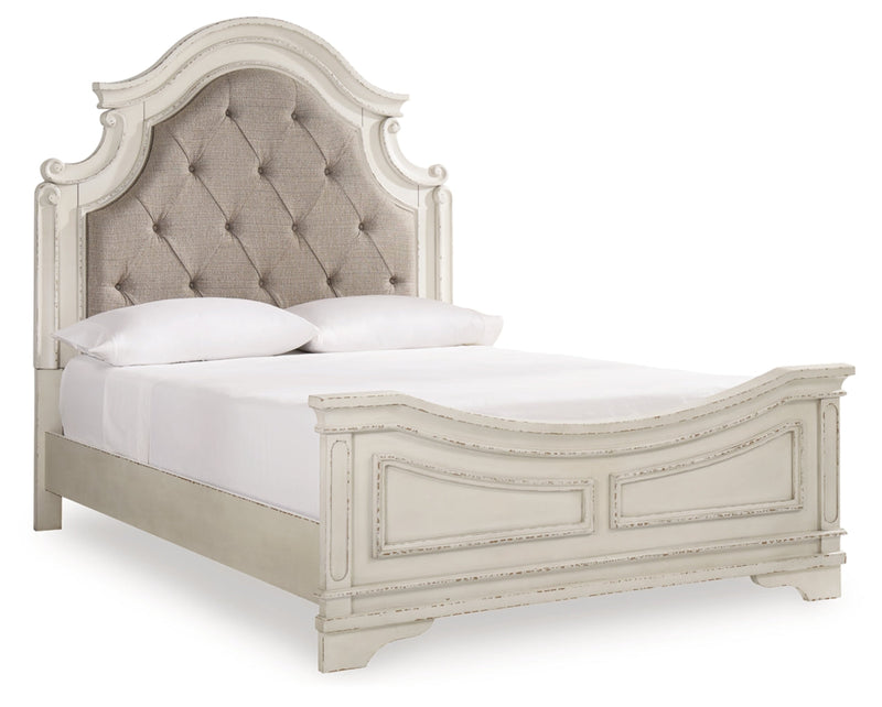 Realyn Bed Queen Upholstered Panel Bed Chipped White