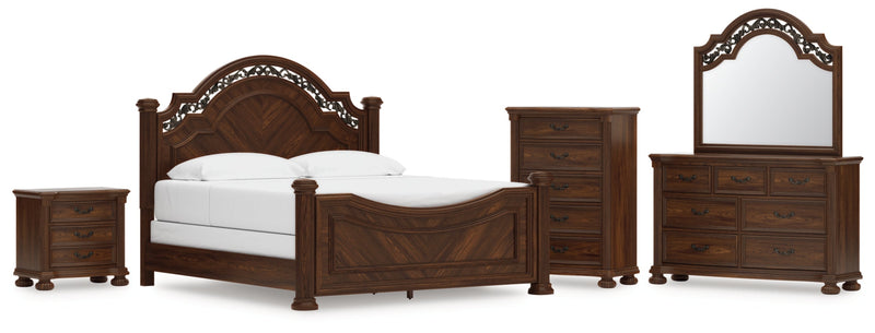 Lavinton Poster Bed, Dresser, Mirror, Chest & Nightstand, Bedroom Set