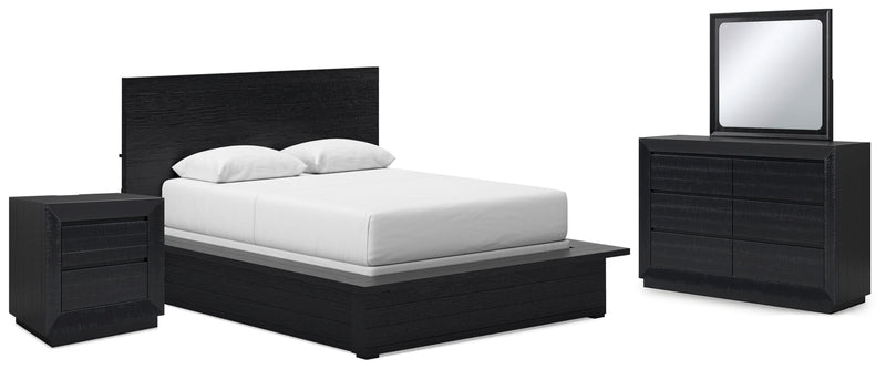 Londer Panel Bed, Dresser, Mirror & Nightstand, Bedroom Set