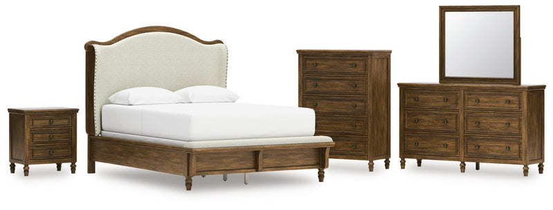 Sturlayne Upholstered Panel Bed, Dresser, Mirror, Chest & Nightstand, Bedroom Set