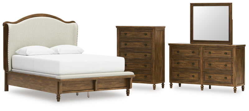 Sturlayne Upholstered Panel Bed, Dresser, Mirror, Chest & Nightstand, Bedroom Set