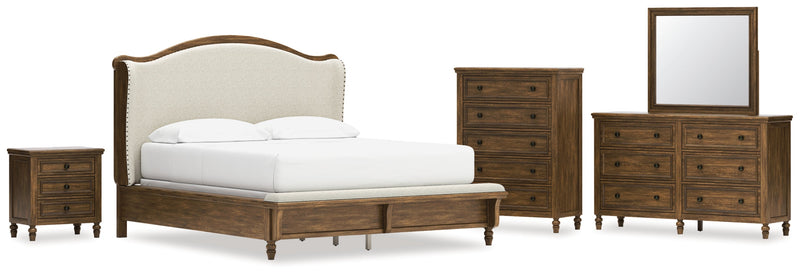 Sturlayne Upholstered Panel Bed, Dresser, Mirror, Chest & Nightstand, Bedroom Set