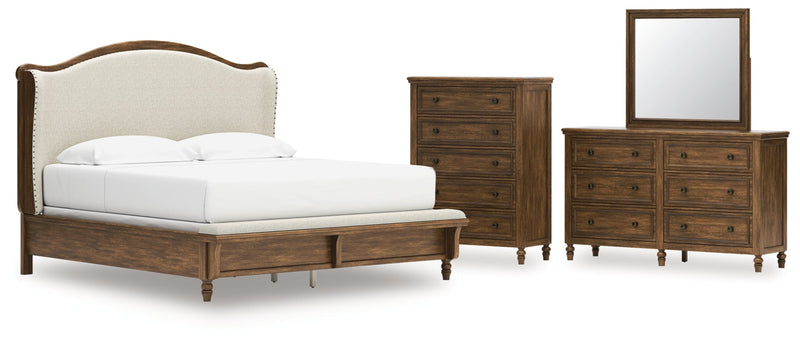 Sturlayne Upholstered Panel Bed, Dresser, Mirror, Chest & Nightstand, Bedroom Set