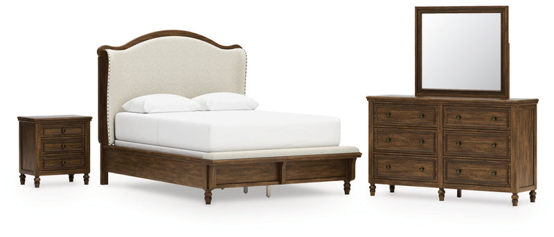 Sturlayne Upholstered Panel Bed, Dresser, Mirror, Chest & Nightstand, Bedroom Set