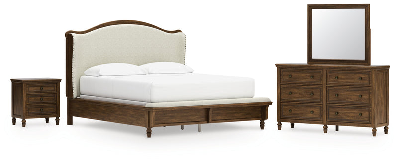 Sturlayne Upholstered Panel Bed, Dresser, Mirror, Chest & Nightstand, Bedroom Set