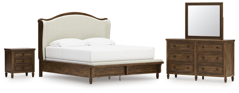 Sturlayne Upholstered Panel Bed, Dresser, Mirror, Chest & Nightstand, Bedroom Set