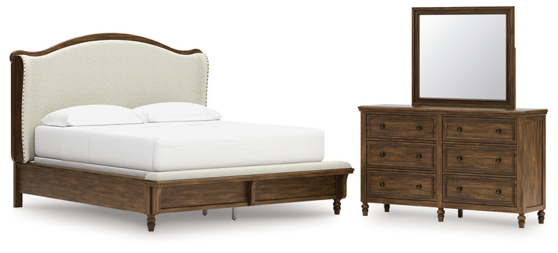 Sturlayne Upholstered Panel Bed, Dresser, Mirror, Chest & Nightstand, Bedroom Set