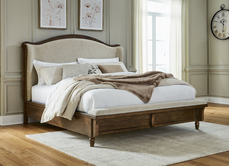 Sturlayne Upholstered Panel Bed, Dresser, Mirror, Chest & Nightstand, Bedroom Set