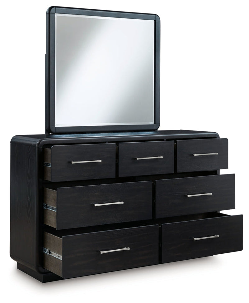 Rowanbeck Upholstered Panel Bed, Dresser, Mirror, Chest & Nightstand, Bedroom Set