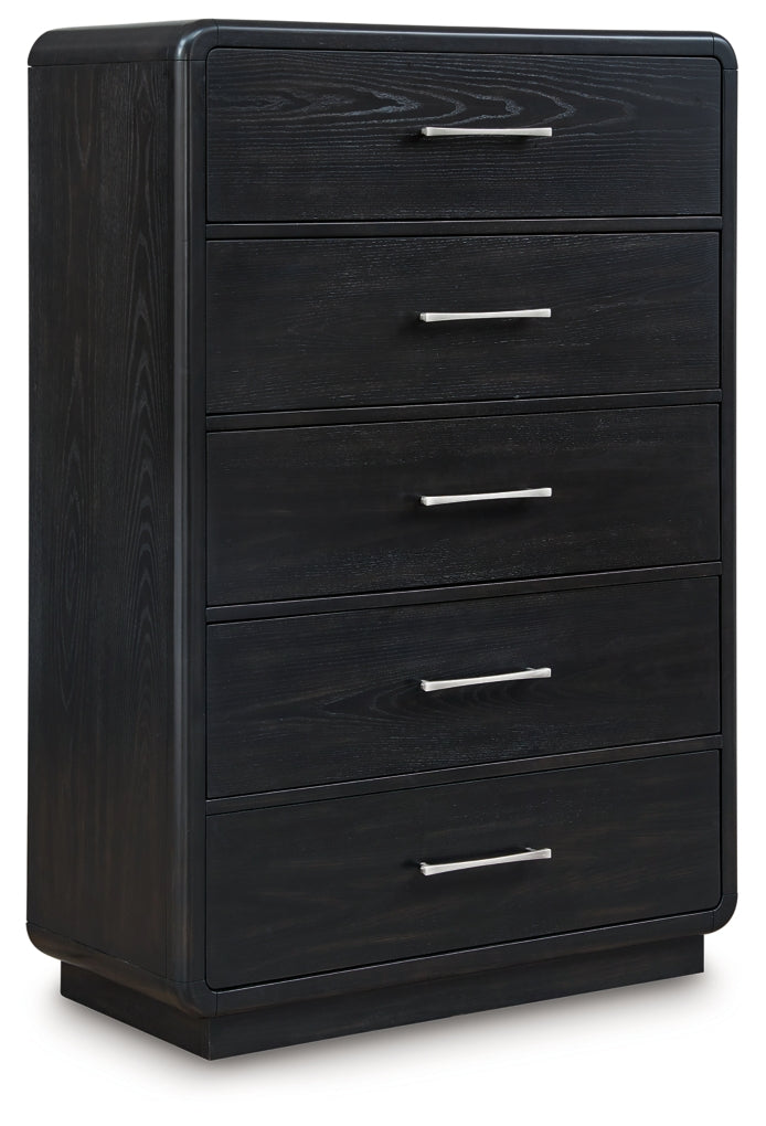 Rowanbeck Upholstered Panel Bed, Dresser, Mirror, Chest & Nightstand, Bedroom Set