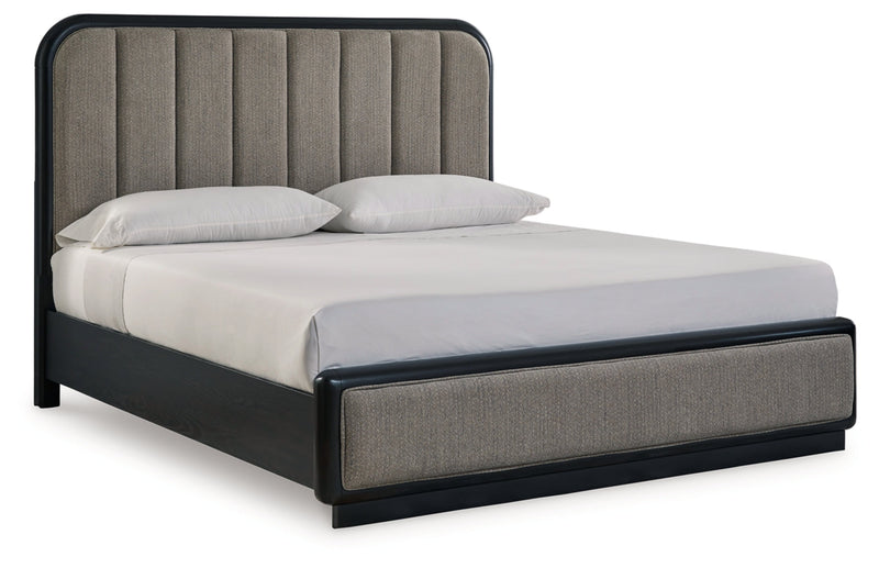 Rowanbeck Upholstered Panel Bed, Dresser, Mirror, Chest & Nightstand, Bedroom Set