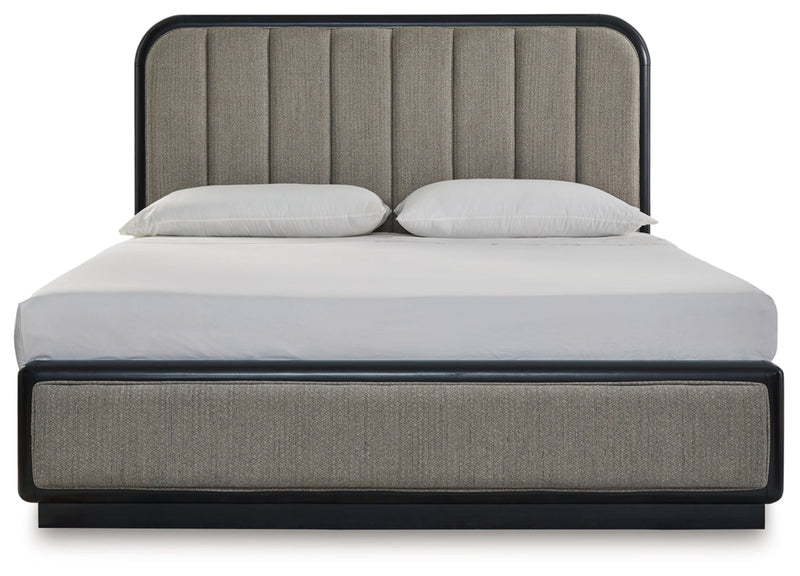 Rowanbeck Upholstered Panel Bed, Dresser, Mirror, Chest & Nightstand, Bedroom Set