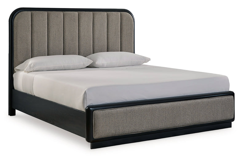 Rowanbeck Upholstered Panel Bed, Dresser, Mirror, Chest & Nightstand, Bedroom Set