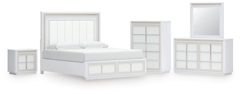 Chalanna Upholstered Storage Bed, Dresser, Mirror, Chest & Nightstand, Bedroom Set