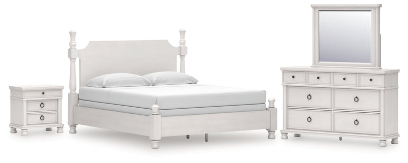 Rowlenstown Poster Bed, Dresser, Mirror & Nightstand, Bedroom Set