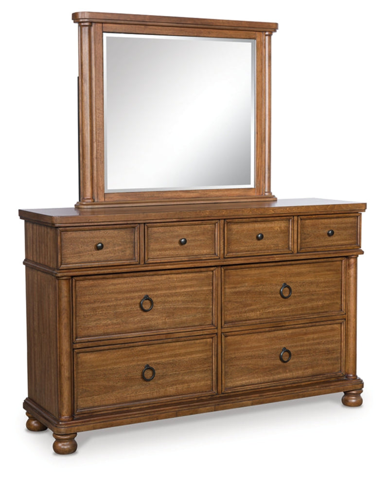 Rowlenstown Poster Bed, Dresser, Mirror & Nightstand, Bedroom Set