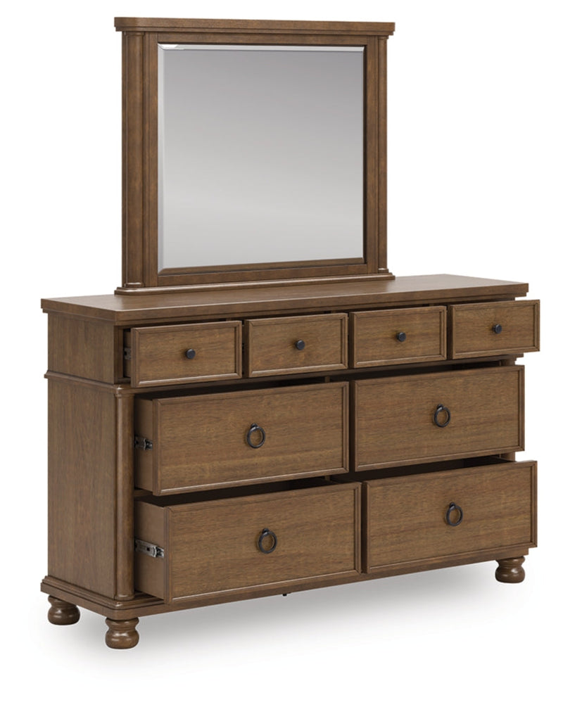 Rowlenstown Poster Bed, Dresser, Mirror & Nightstand, Bedroom Set