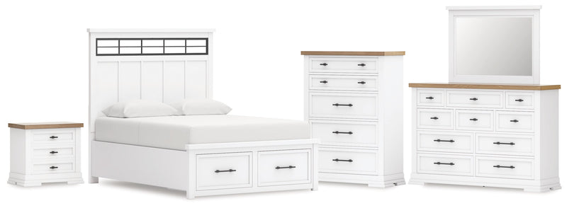 Ashbryn Panel Storage Bed, Dresser, Mirror, Chest & Nightstand, Bedroom Set