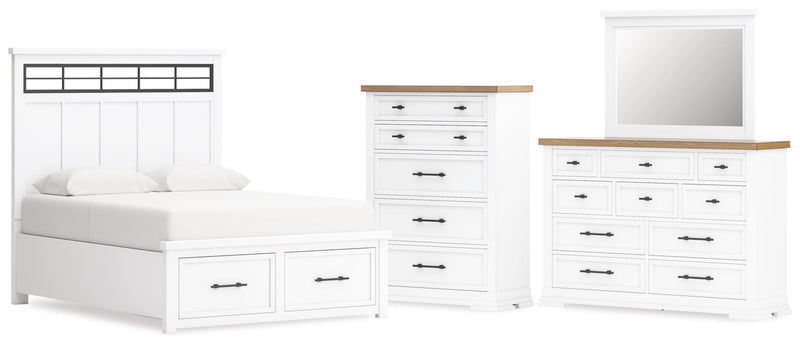 Ashbryn Panel Storage Bed, Dresser, Mirror, Chest & Nightstand, Bedroom Set