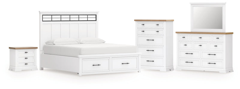 Ashbryn Panel Storage Bed, Dresser, Mirror, Chest & Nightstand, Bedroom Set