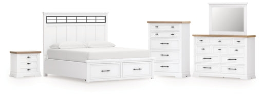 Ashbryn Panel Storage Bed, Dresser, Mirror, Chest & Nightstand, Bedroom Set California King Dresser, Mirror, Chest & Nightstand