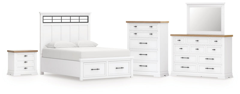 Ashbryn Panel Storage Bed, Dresser, Mirror, Chest & Nightstand, Bedroom Set