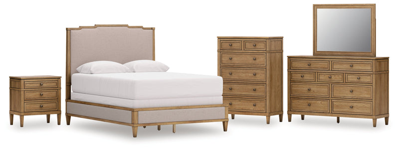 Sharlance Upholstered Panel Bed, Dresser, Mirror, Chest & Nightstand, Bedroom Set