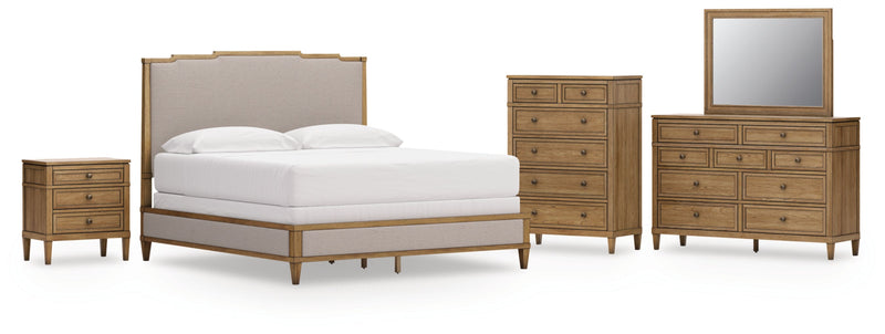 Sharlance Upholstered Panel Bed, Dresser, Mirror, Chest & Nightstand, Bedroom Set