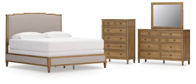 Sharlance Upholstered Panel Bed, Dresser, Mirror, Chest & Nightstand, Bedroom Set