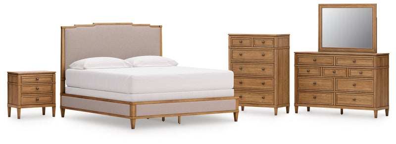 Sharlance Upholstered Panel Bed, Dresser, Mirror, Chest & Nightstand, Bedroom Set