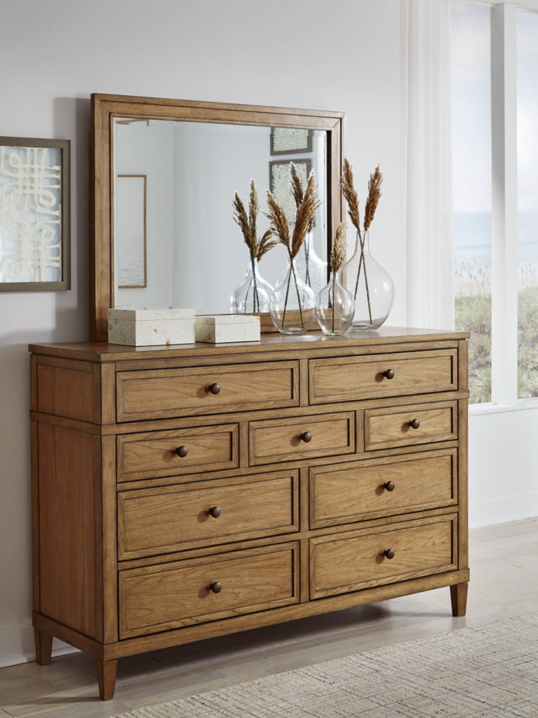 Sharlance Upholstered Panel Bed, Dresser, Mirror, Chest & Nightstand, Bedroom Set