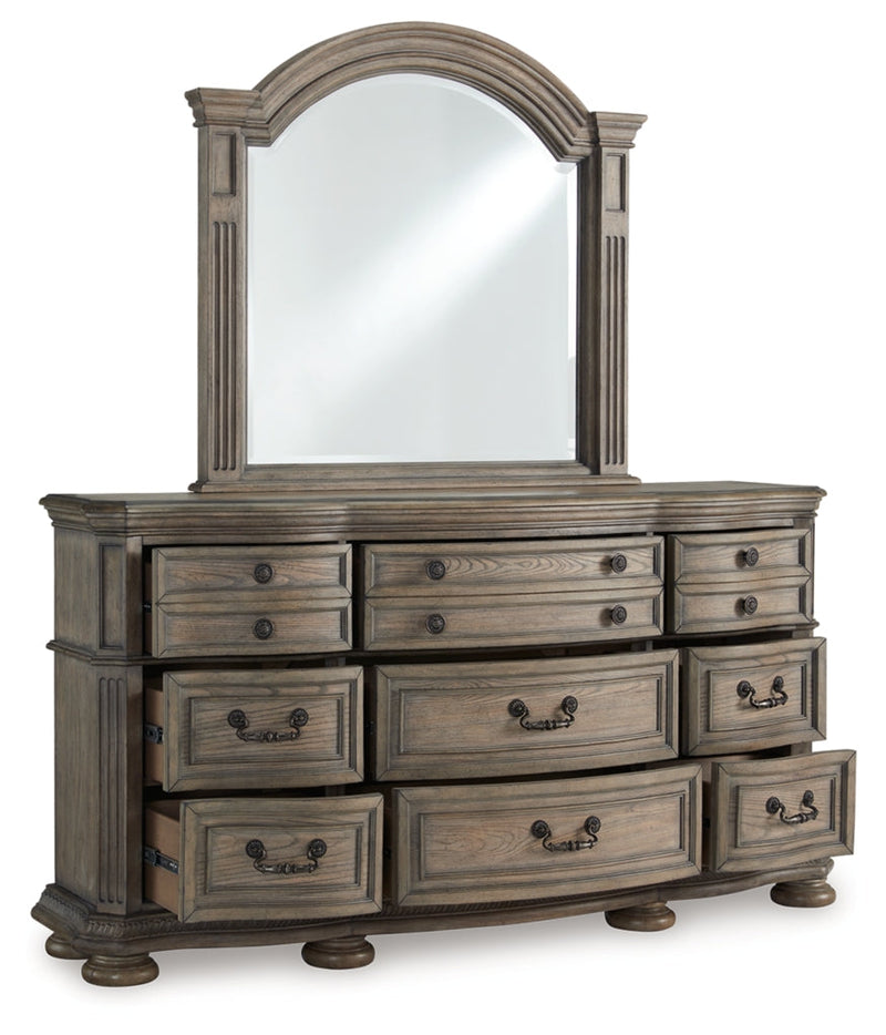 Ardenfield Upholstered Sleigh Bed, Dresser, Mirror, Chest & Nightstand, Bedroom Set