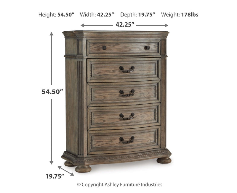 Ardenfield Upholstered Sleigh Bed, Dresser, Mirror, Chest & Nightstand, Bedroom Set