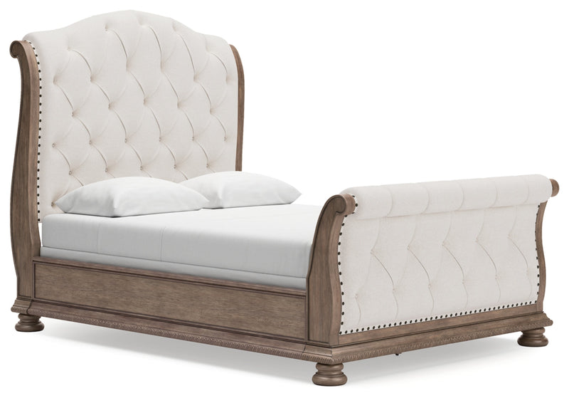 Ardenfield Upholstered Sleigh Bed, Dresser, Mirror, Chest & Nightstand, Bedroom Set