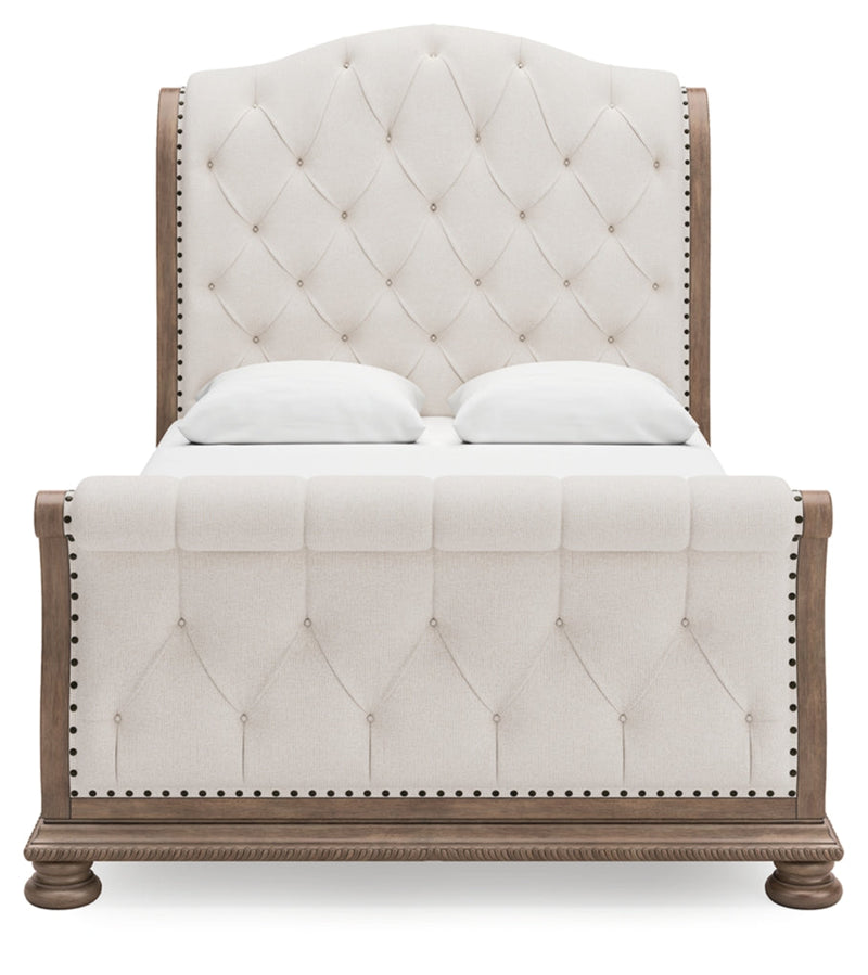 Ardenfield Upholstered Sleigh Bed, Dresser, Mirror, Chest & Nightstand, Bedroom Set
