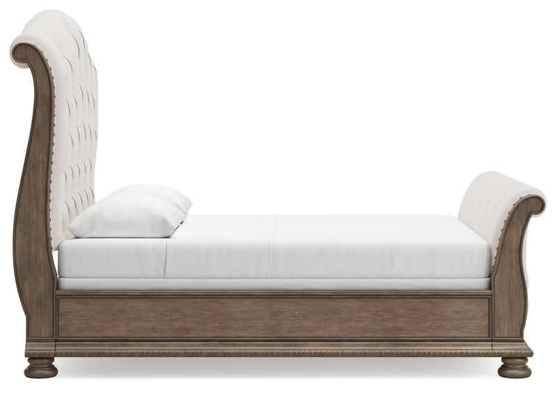 Ardenfield Upholstered Sleigh Bed, Dresser, Mirror, Chest & Nightstand, Bedroom Set