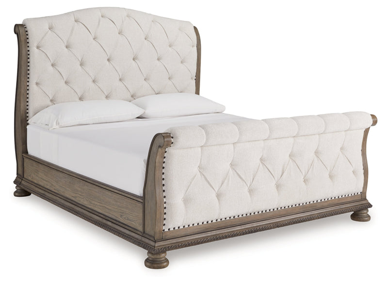Ardenfield Upholstered Sleigh Bed, Dresser, Mirror, Chest & Nightstand, Bedroom Set